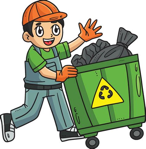 Garbage Man Collecting Bin Cartoon Colored Clipart 26758886 Vector Art