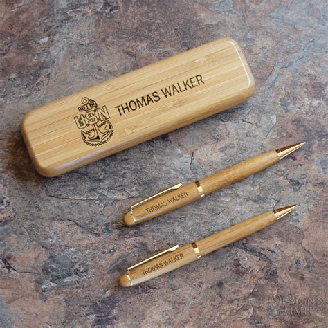 Personalized Bamboo T Set With Engraved Case With Twist Etsy