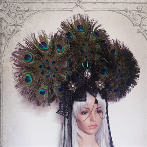 peacock headdress etsy