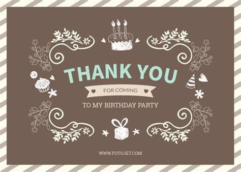 Personalised Birthday Thank You Card Template Template Fotojet