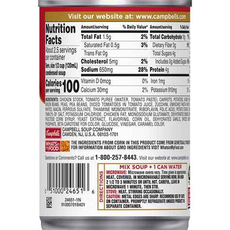 Campbell S Soup Nutrition Facts Hot Sex Picture