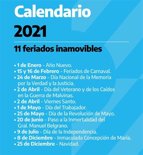 Feriados 2021 En Argentina Cómo Es El Calendario Y Cuándo Son Los