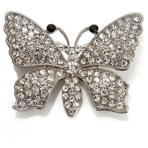 Swarovski Crystal Butterfly Brooch Silverandclear