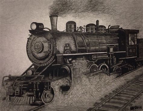 Steam Train Drawing Train Drawing Railroad Art