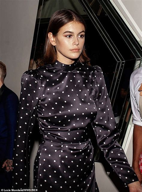Kaia Gerber Looks Effortlessly Chic In A Satin Polka Dot Gown At Pre