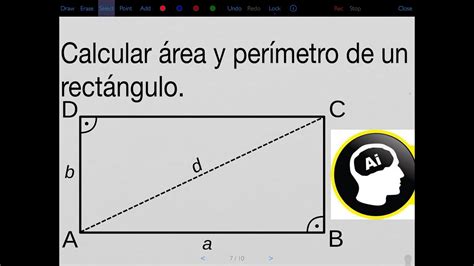 Calcular el área y perímetro de un rectángulo dados diagonal y largo