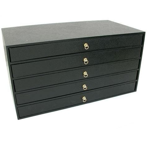 5 Drawer Jewelry Organizer Storage Display Case Box Black