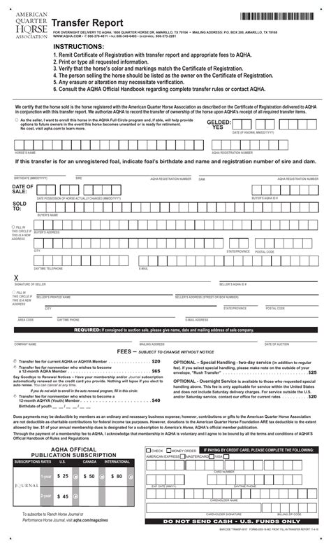Transfer Report Form Aqha Fill Out Sign Online And Download Pdf