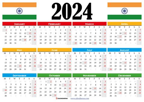 2024 Calendar With Holidays Indian National - Delly Fayette