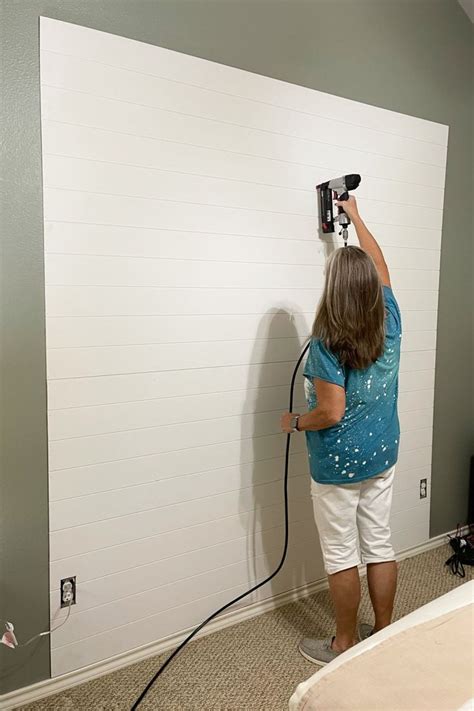 How To Install Shiplap Paneling White Accent Wall Shiplap Paneling Installing Shiplap