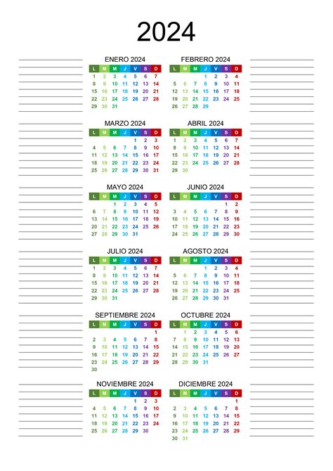 Calendario 2024 Horizontal Y Vertical