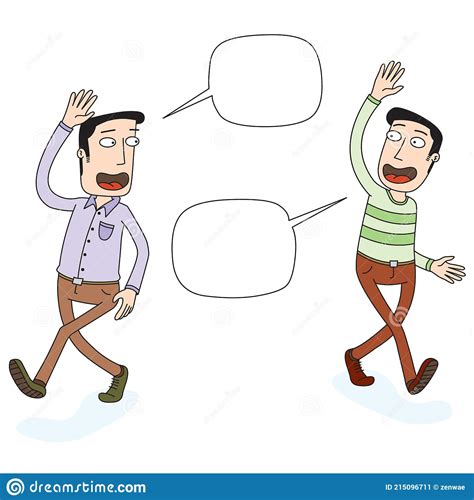 Twee Mannen Vertrekken Met Elkaar Vector Illustratie Illustration Of Sluiting Mensen 215096711