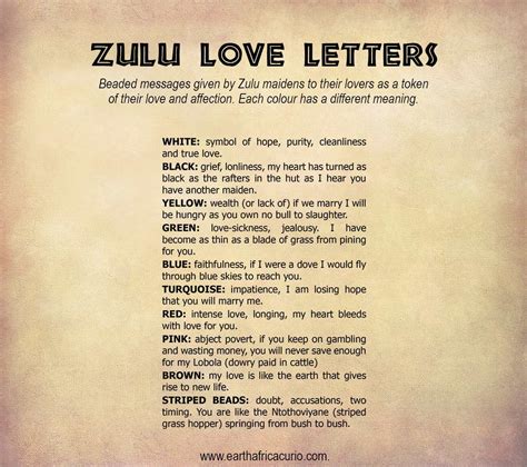 Zulu Love Letter Showing The Meaning Of Each Bead Colour Love