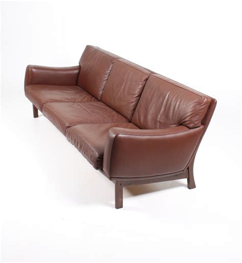 Danish Leather Sofa Vampt Vintage Design