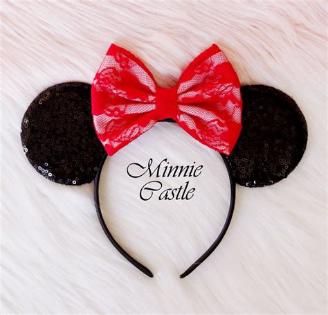 Mickey Mouse Ears Sexy Red Pink Lace Minnie Ears Minnie Etsy