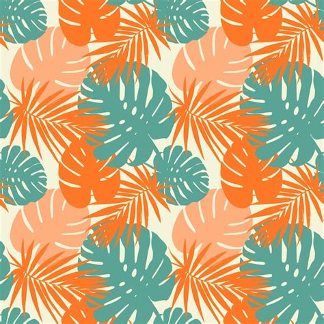 Premium Vector Multicolored Seamless Pattern Of Tropical Palm Leaves