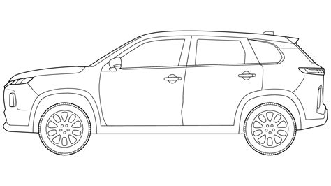 Premium Suv Car Outline Vector Illustration On White Background