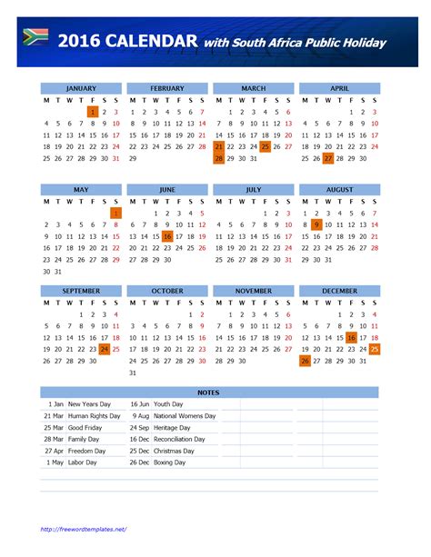Public Holidays South Africa Calendar Template Printable Gambaran