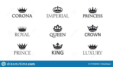 Set Of Vector King Crowns Icon On White Background Vector Illustration