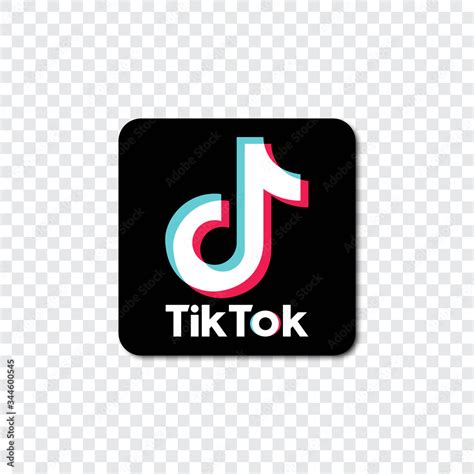Tik Tok Logo With Shadow On A Transparent Background เวกเตอร์สต็อก