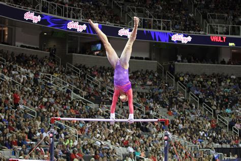 How do gymnasts prepare gymnastics bars? MyKayla Skinner at the uneven bars routine at 2016 ...