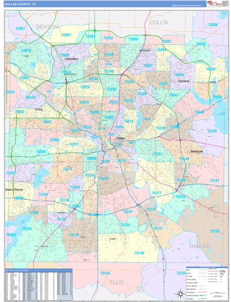 Dallas County Tx Wall Map Color Cast Style By Marketmaps Mapsales