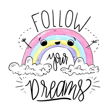 Cute Rainbow Character With Inspirational Quote Rainbow Drawing