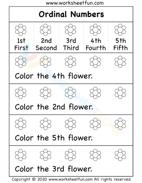 Ordinal Numbers Coloring 1st 10th Worksheet Zone