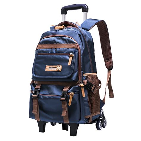 Student Rolling Backpack Detachable Luggage Wheeled Backpack School
