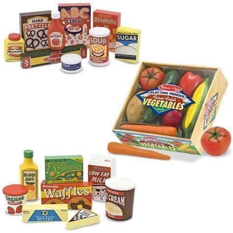 Melissa And Doug Wooden Fridge Food Set Pantry Products And Playtime