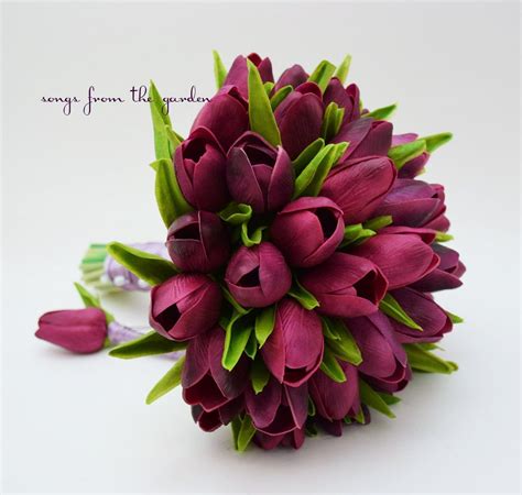 real touch tulips bridal bouquet purple lavender ribbon with groom s boutonniere in 2019