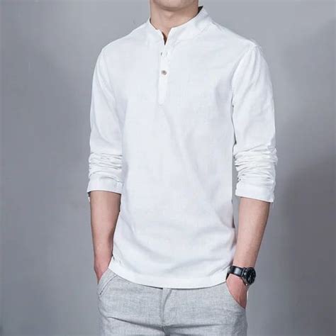 White Cottonlinen Mens Chinese Collar Shirt At Rs 270 In Chennai Id