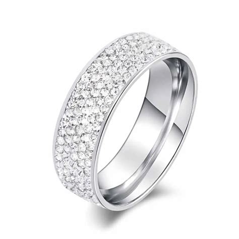 Buy Iparam 2017 New Hot 5 Rows Crystal Stainless Steel Ring Women For Elegant