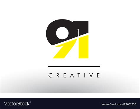 91 Black And Yellow Number Logo Design Royalty Free Vector