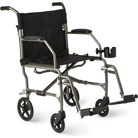 Medline Ultralight Transport Wheelchair Permanent Desk Length Arms