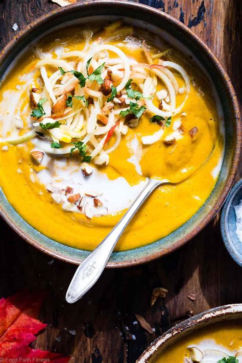 Healthier recipes, from the food and in this flavorful soup recipe, sweet potatoes simmer in a quick coconut curry, resulting in a creamy, thick broth punctuated by notes of garlic and ginger. Creamy Healthy Fall Vegan Sweet Potato Soup in the Slow Cooker