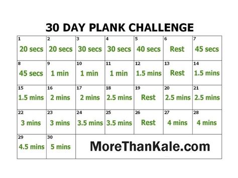 Innovative 30 Day Plank Challenge Printable Calendar Abs
