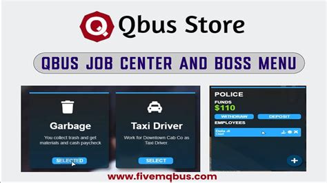 Qbus Job Center Qbus Boss Menu Fivem Qbcore Youtube