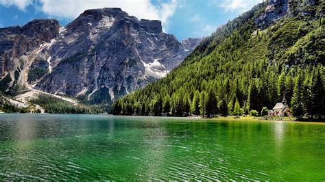 Italy Lake Forest Mountains Trees House Wallpaper Nature And