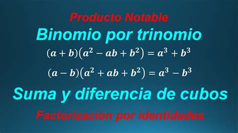Binomio Por Trinomio Suma Y Diferencia De Cubos Productos Notables