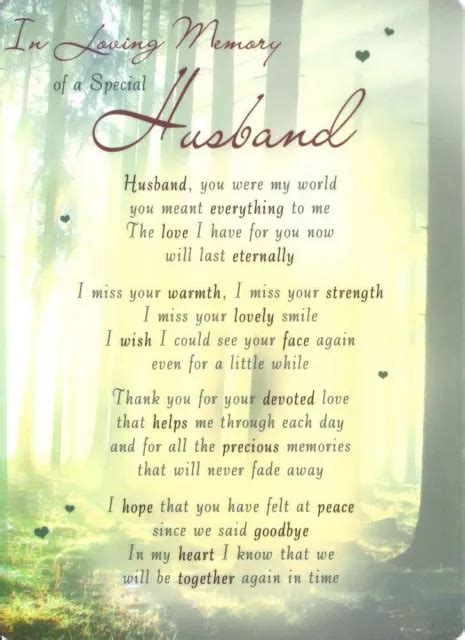 GRAVE CARD IN LOVING MEMORY OF A SPECIAL HUSBAND Poem Verse Memorial Funeral PicClick
