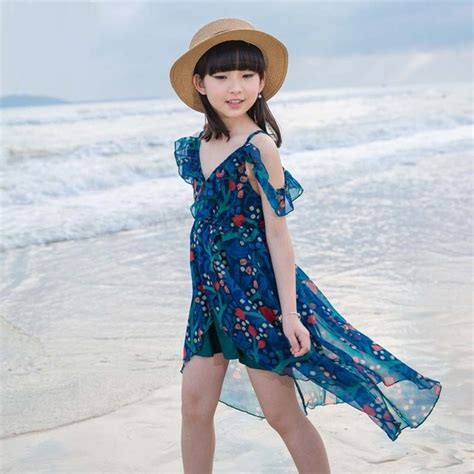 2018 New Summer Wear Girls Summer Fashionable Flower Kids Dresses