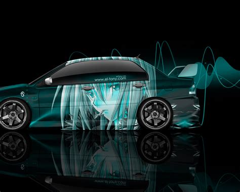 Free Download Evolution Jdm Side Anime Aerography Car Art Azure Neon Effects K X