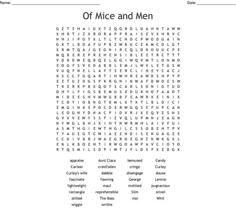 Of Mice And Men Word Search Word — Db