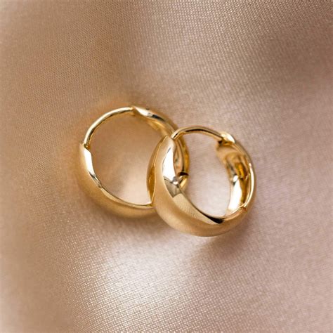 Solid Gold Chunky Huggie Hoops Gold Earrings Designs Jewelry Gold