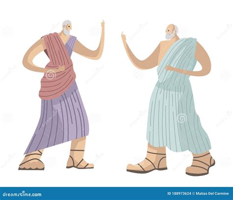 Two Greek Philosophers Debating And Thinking Vector Illustration