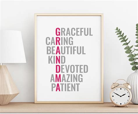 Grandma Printable Art Acrostic Poem Grandma Mother Day T Grandma