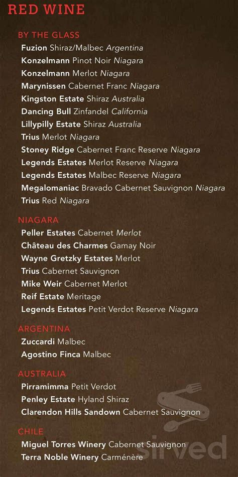 Brasa Brazilian Steakhouse menu in Niagara Falls, Ontario, Canada