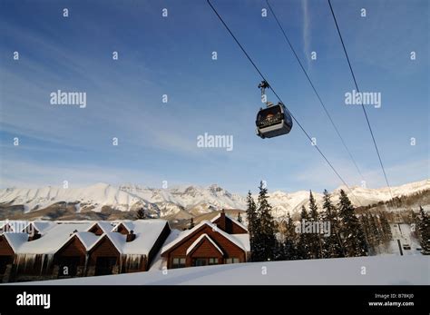 Gondola Lift On Mountain Village Ski Region Telluride In Colorado USA North America Stock