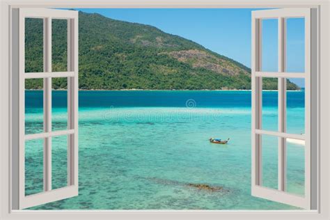 The Open Window With Sea Views In Phuket Thailand Stock Image